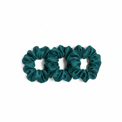 Set van 3 donkergroene zijden scrunchies van moerbeizijde