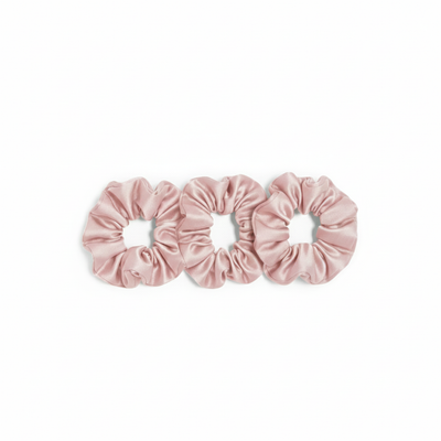 Set van 3 roze zijden scrunchies van moerbeizijde