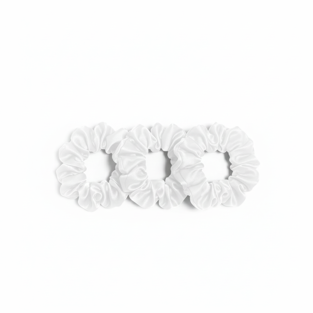 Set van 3 witte zijden scrunchies van moerbeizijde