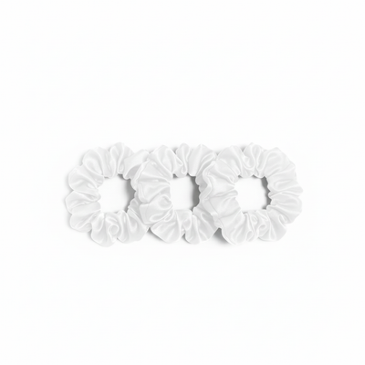 Set van 3 witte zijden scrunchies van moerbeizijde