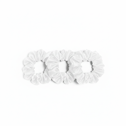 Set van 3 witte zijden scrunchies van moerbeizijde