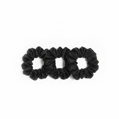 Set van 3 zwarte zijden scrunchies van moerbeizijde