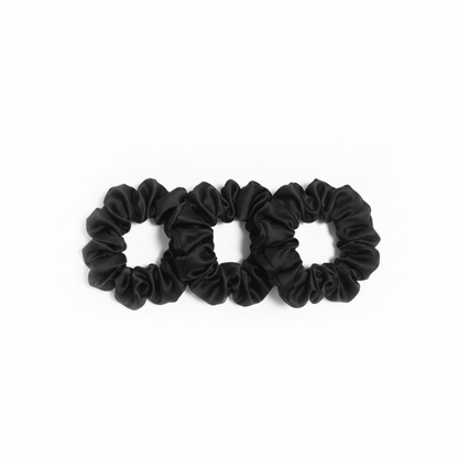 Set van 3 zwarte zijden scrunchies van moerbeizijde